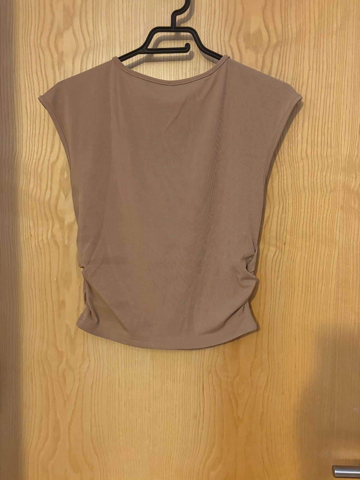 Solid Color Casual Skirt Set, Cap Sleeve Crew Neck Ruched Crop T-shirt size L