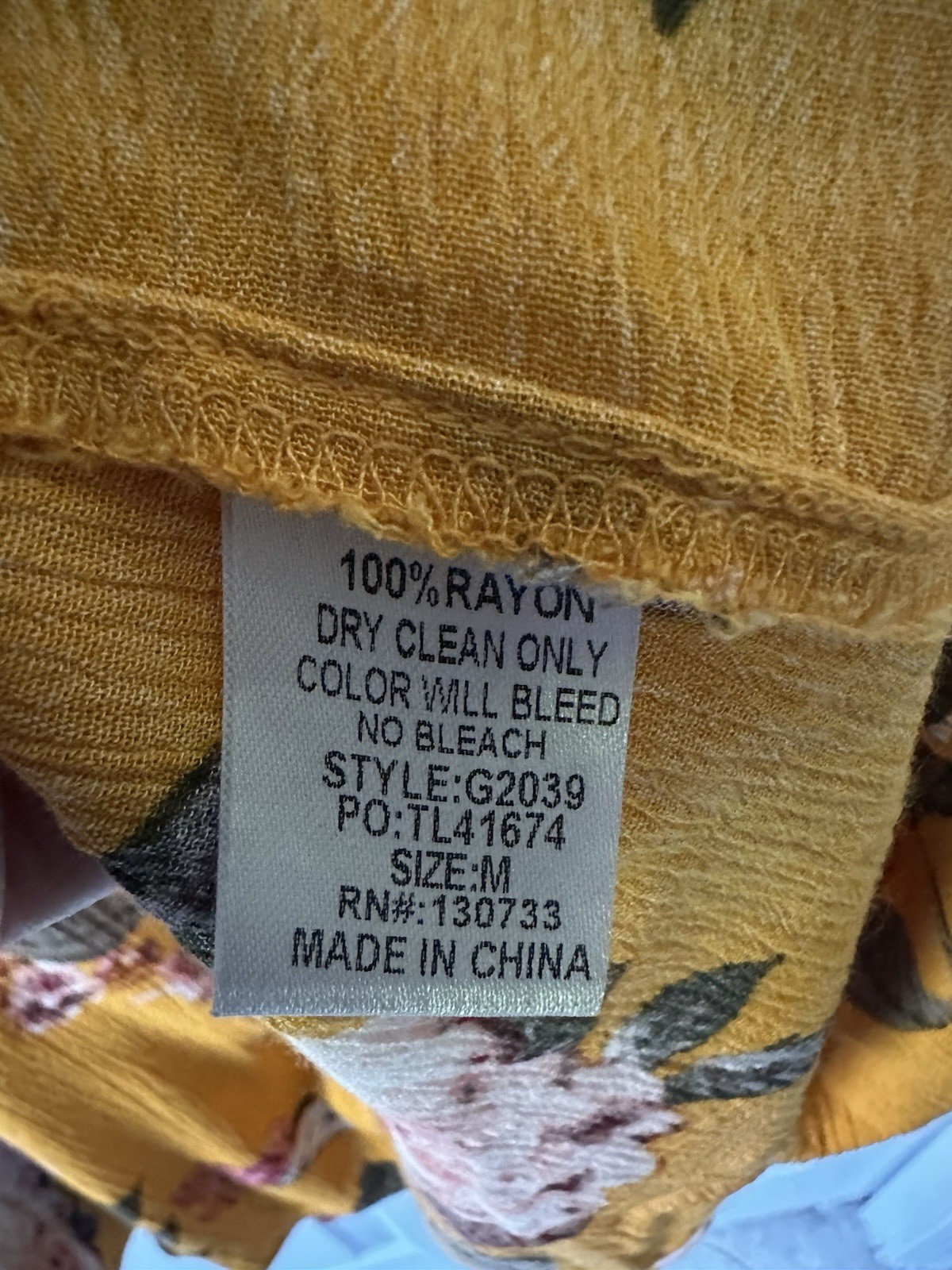 NWOT UMGEE Mustard Floral V Neck Babydoll Top