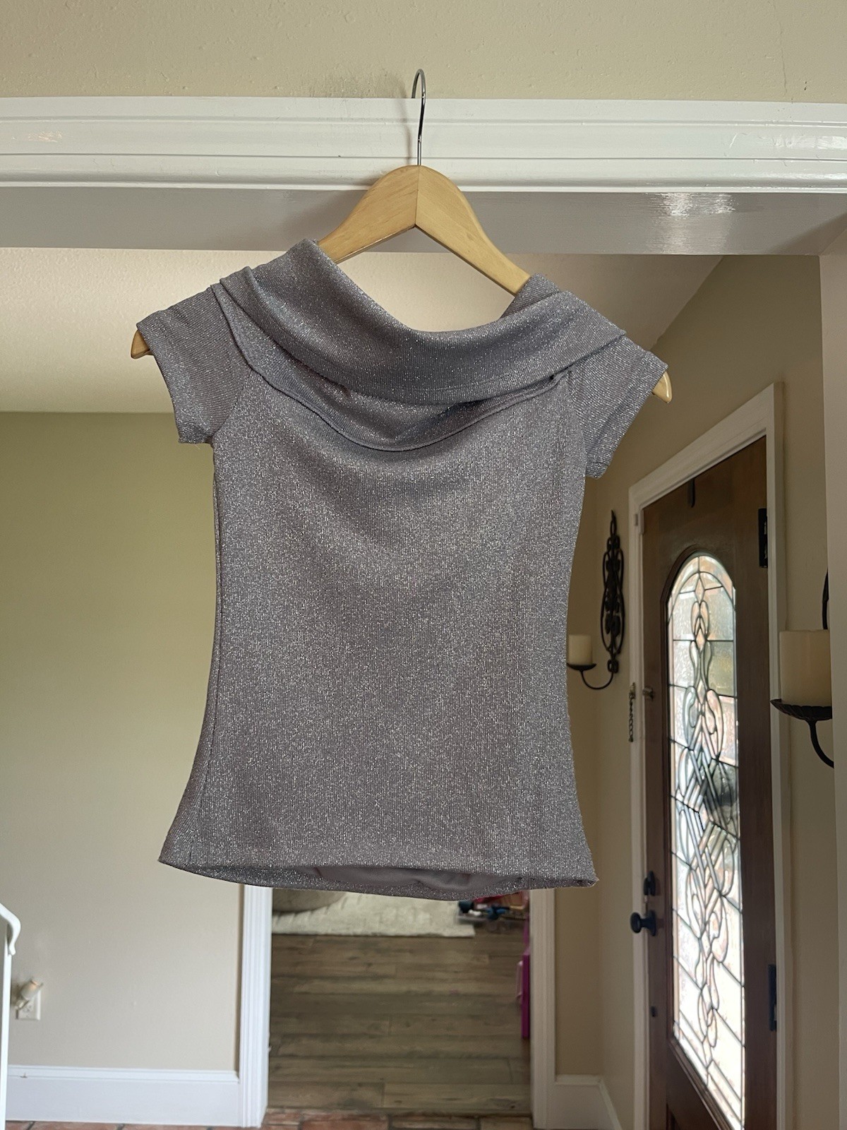 NWT Zara METALLIC THREAD TOP WITH RAISED FLOWERS Lilac Womens Size XS