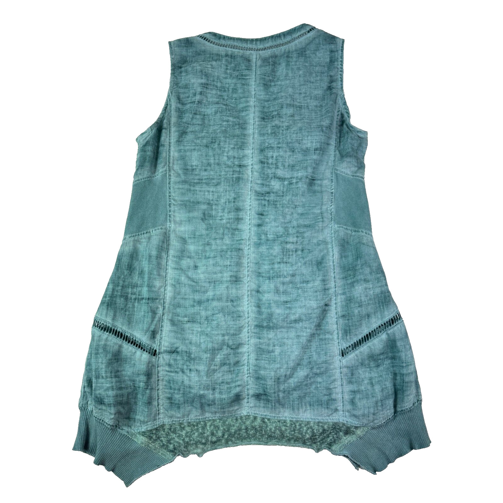 Soft Surrounding Women Sleeveless Tunic Top Boho Chic Lace Turquoise Stretch PXS