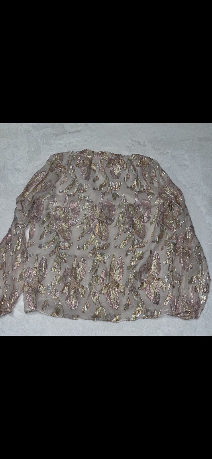 Lilly Pulitzer Pink Gold Metallic Floral V-Neck Blouse 12