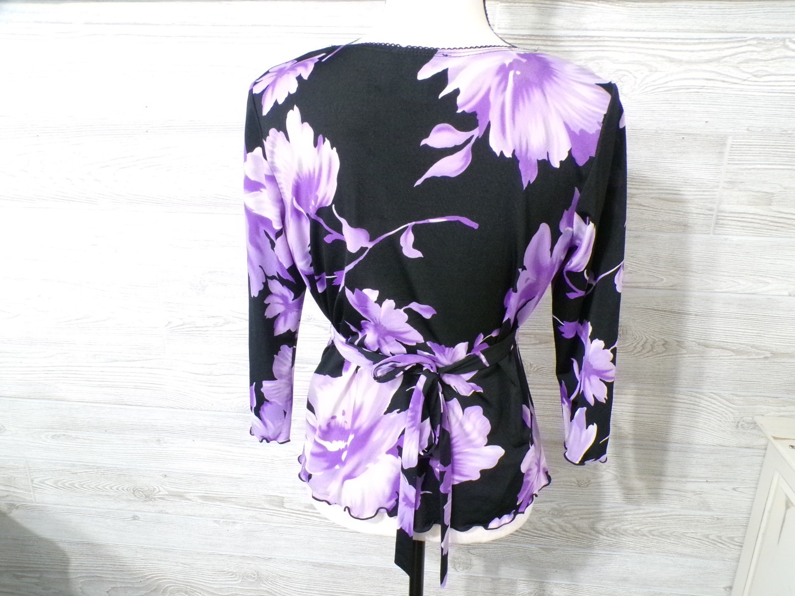 Y2k Babydoll top S Black deep Purple Floral Lace Ties Fairygoth Vampy Whimsigoth