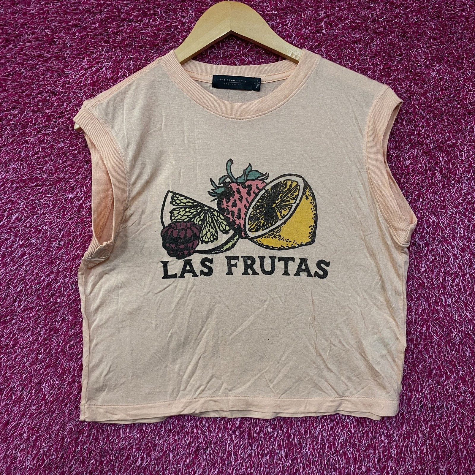 Junk Food Clothing Las Frutas Vintage Style Tissue Women’s Crop Tank Small