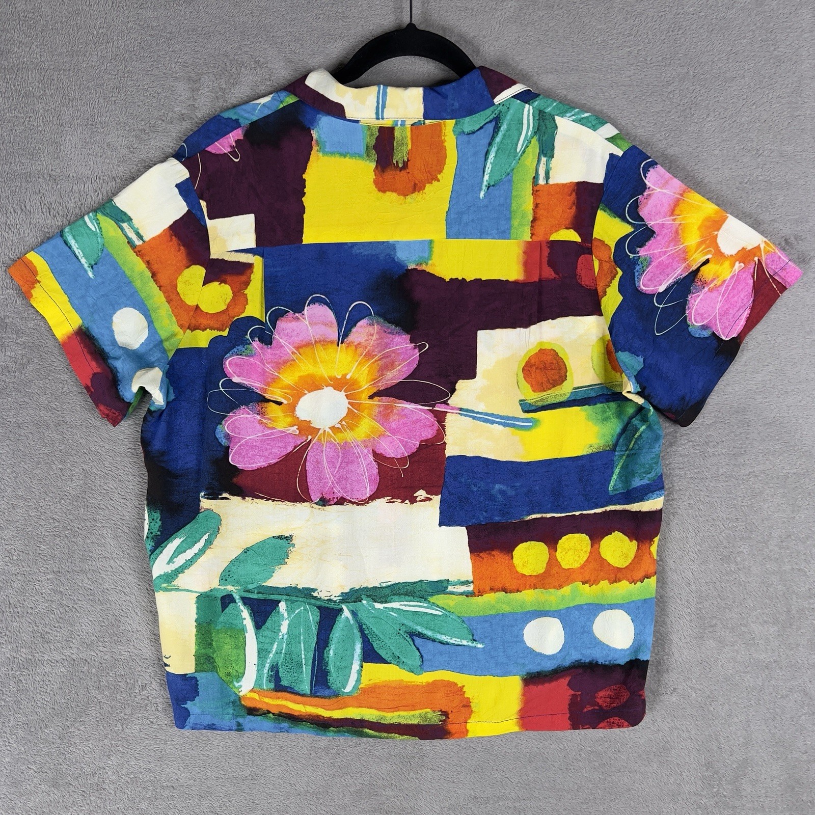 Vintage Jams World Floral Rayon Hawaiian Shirt Women’s Large Beach Summer Flower
