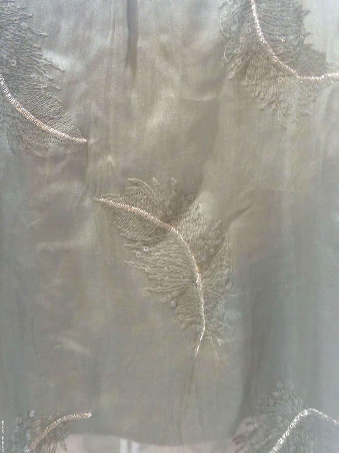 Belle France Women’s Olive Green Embroidered Tunic Blouse w/Bell Sleeves Medium