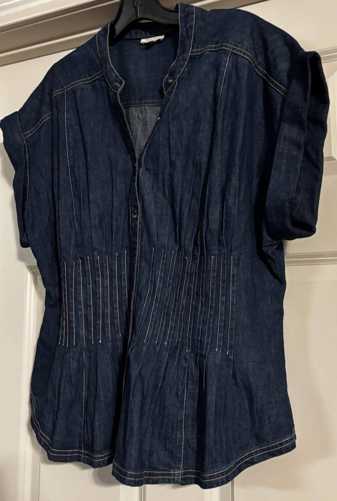 Pilcro x Anthropologie Coastal Preppy Old Money Denim Pleated Corset Top Size L