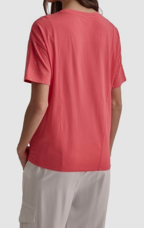 DKNY Women’s Pink Crewneck Embellished-Dolman-Sleeve Top Size XS