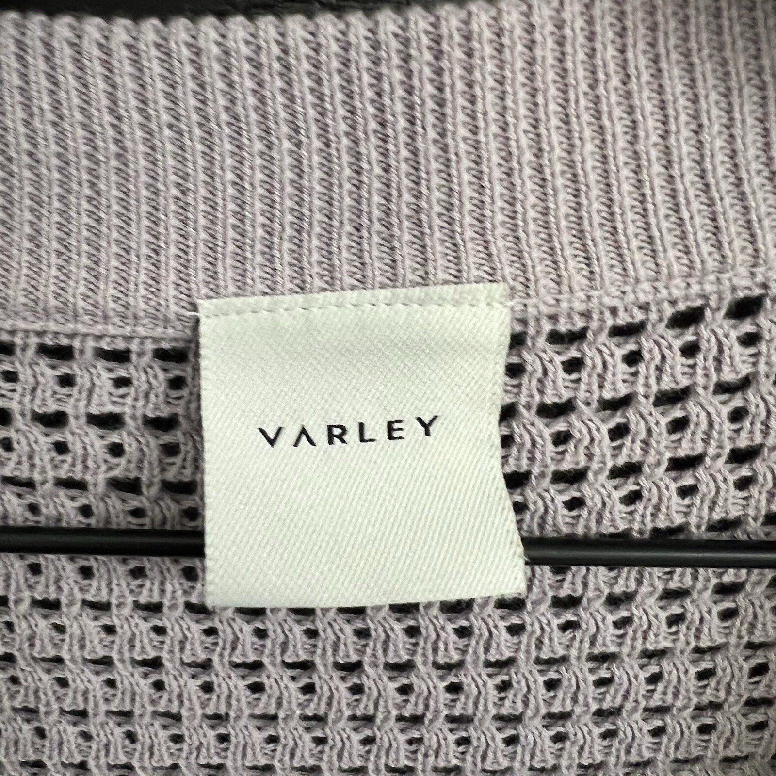 Varley Callie Sheer Knit Cotton Top Size Large Wind Blue
