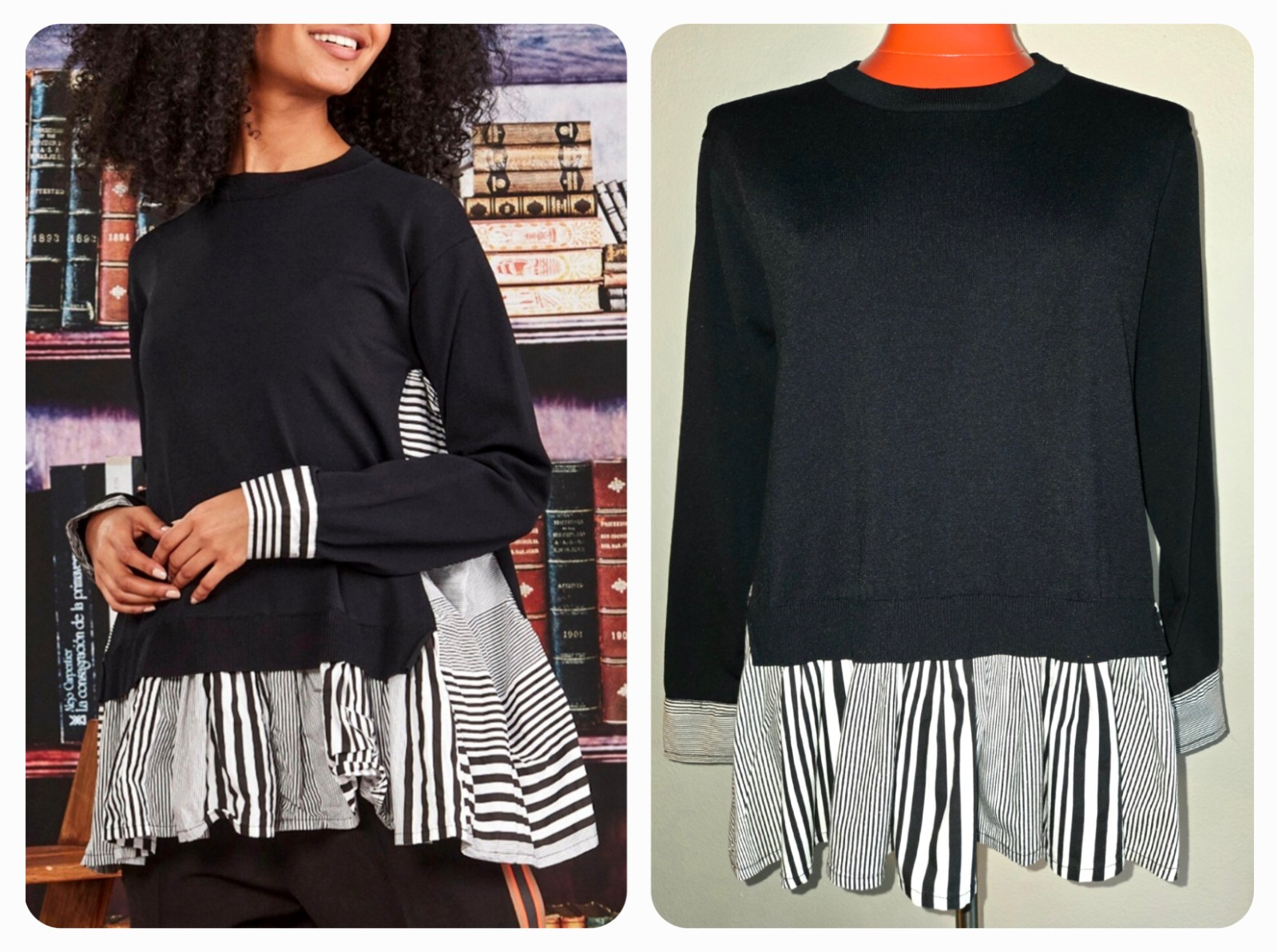 Shirt Sweater Lagenloook Combo COOPER Trelise Cooper Black White Tunic Top XS