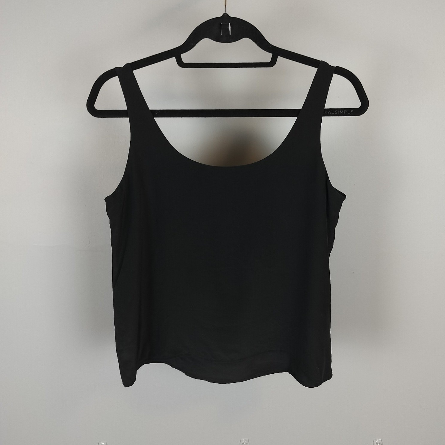 90s Linda Allard Ellen Tracy Silk Tank Top Black Scoop Neck Camisole