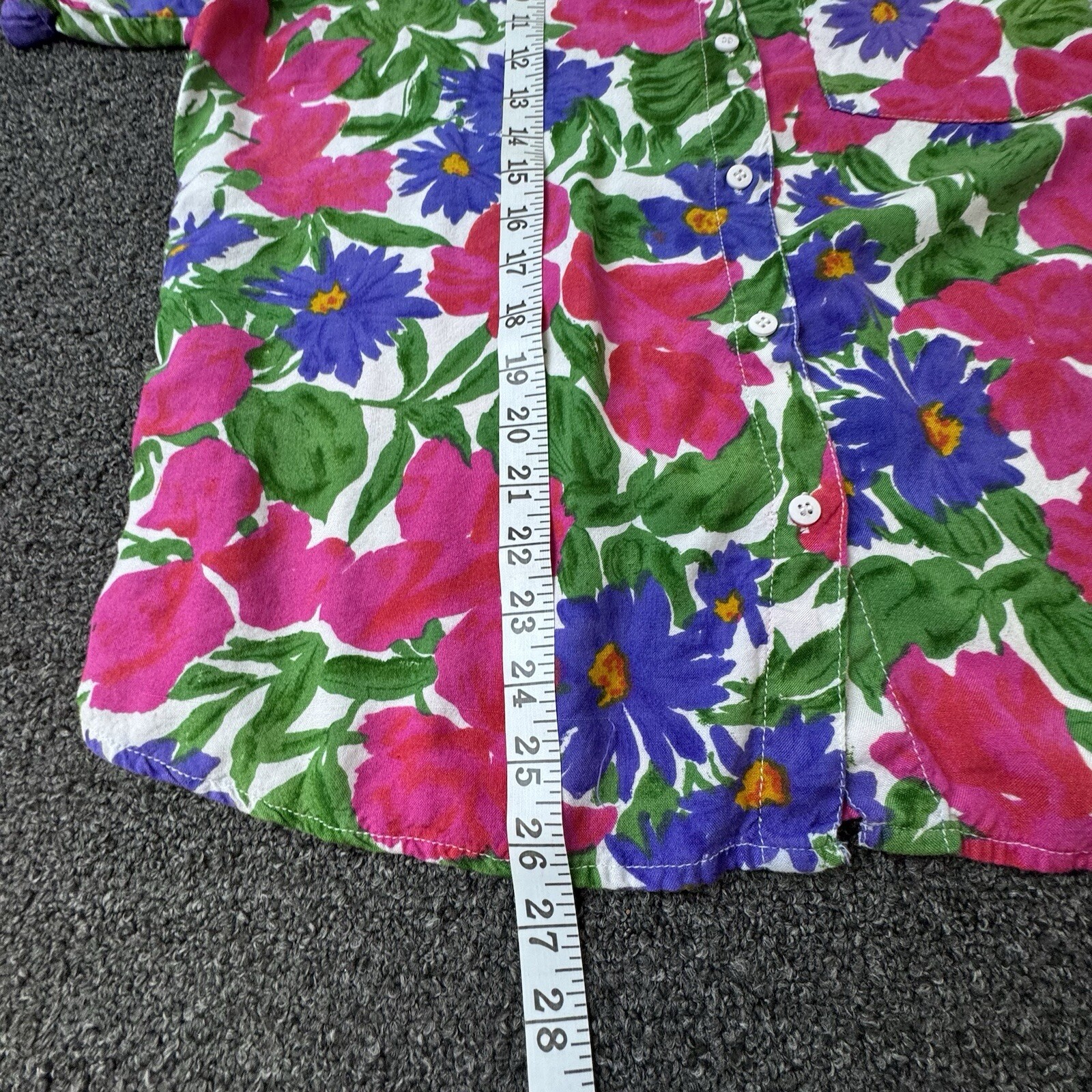 Short Circuit Vintage Womens Large Flowered Button Down Top Blouse Shirt