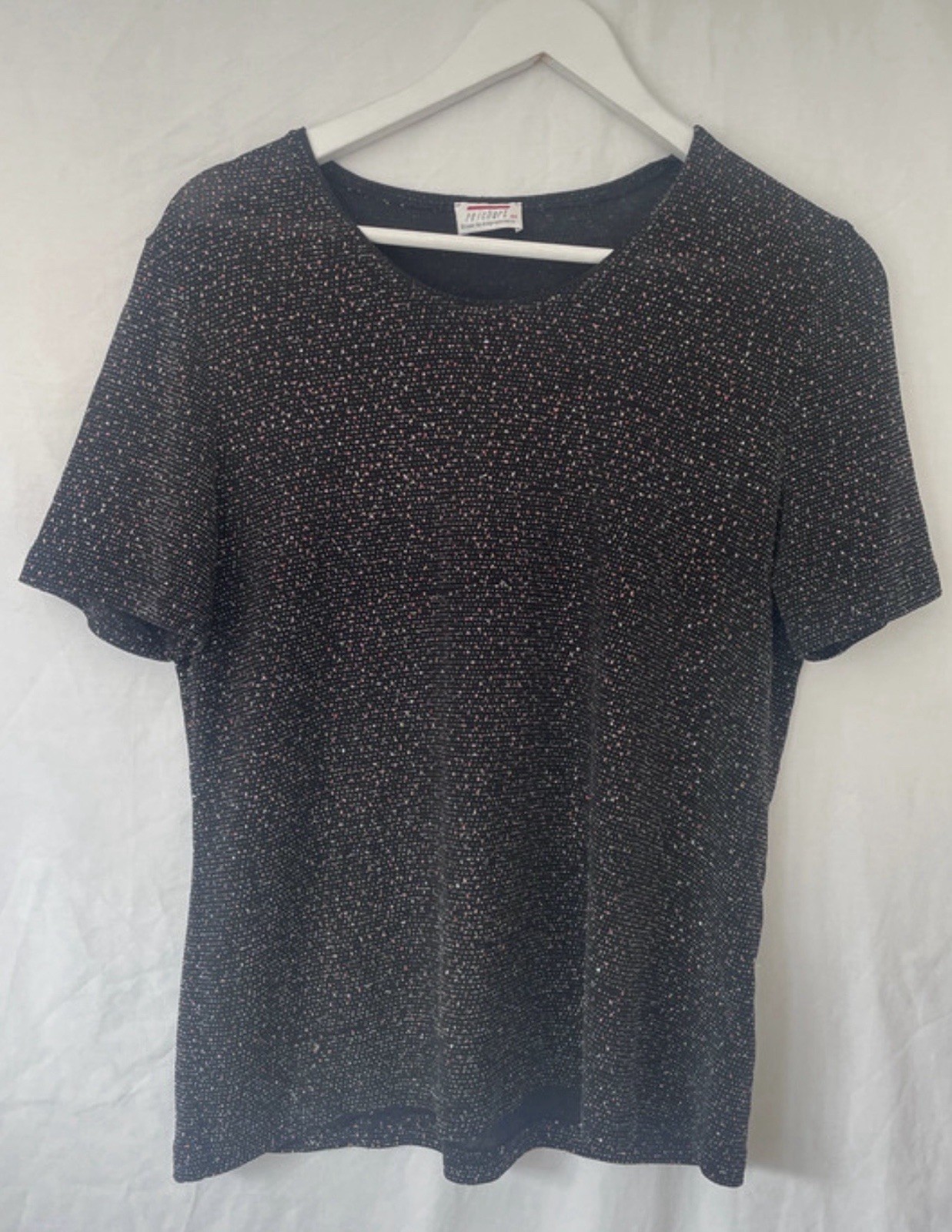 Vintage Reichart Black Metallic Sparkle Top Size EU 40 UK 12 Y2K Rare Stretch