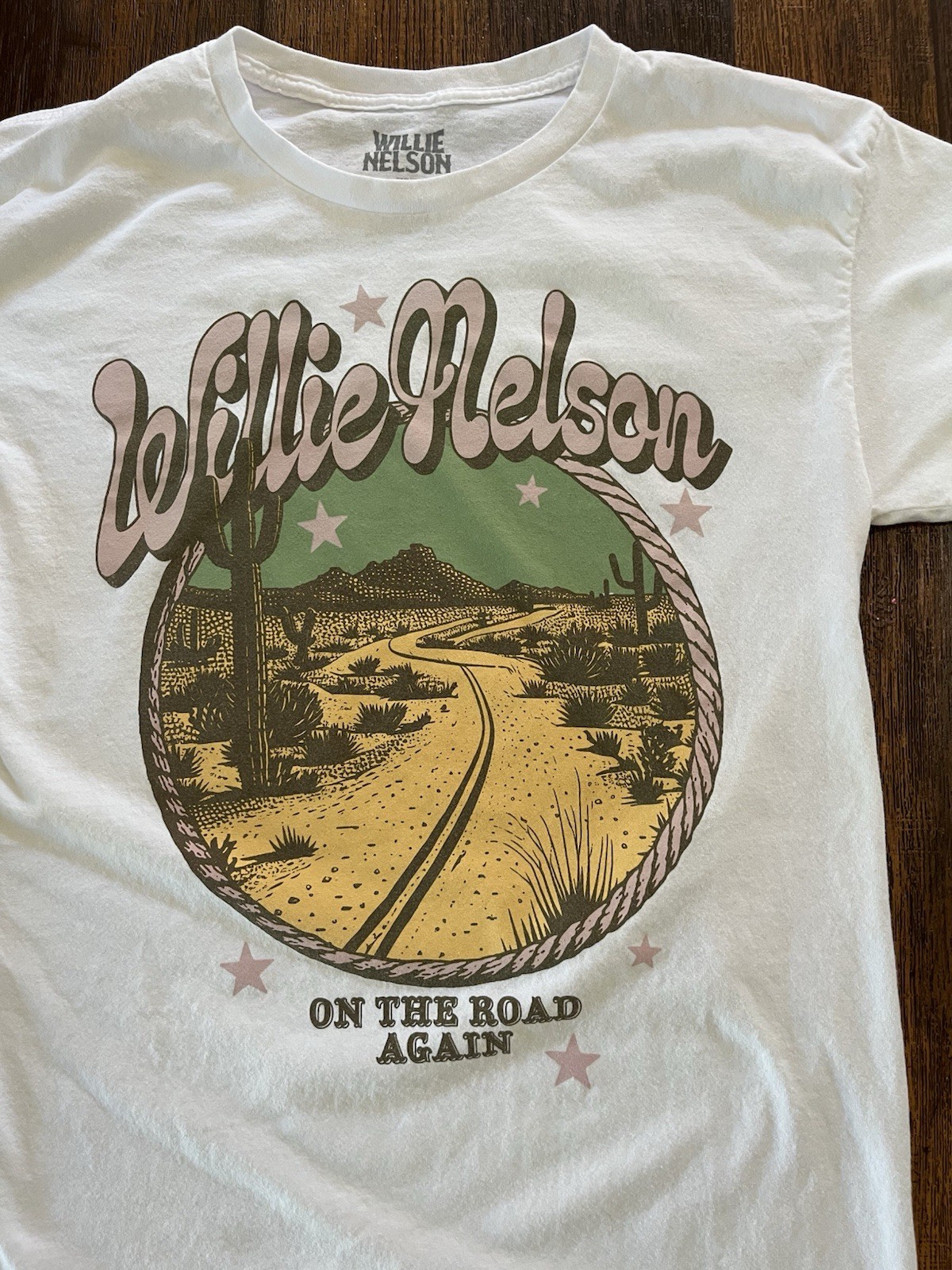 Women’s Willie Nelson T-Shirt White On The Road XS/S Country Classic Outlaw