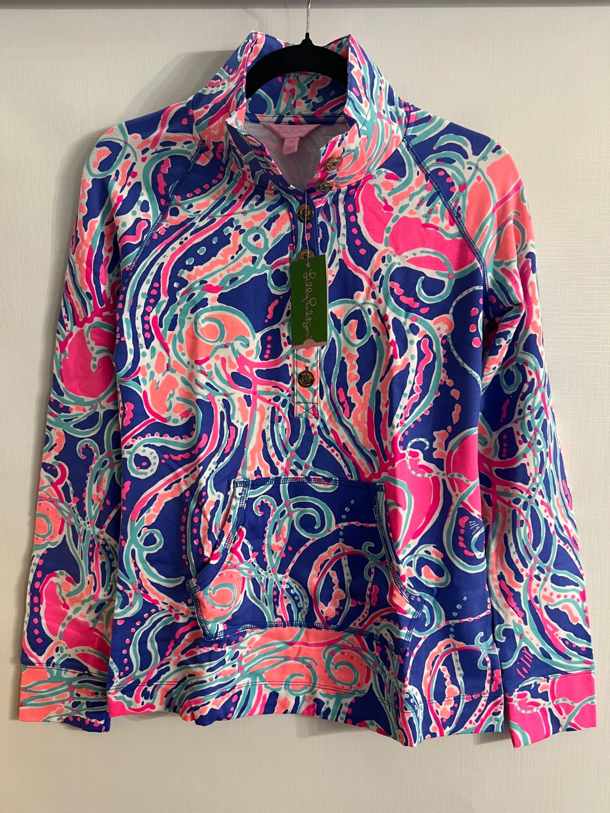 NWT LILLY PULITZER CAPTAIN POPOVER Iris Blue POP UP JELLIES BE JAMMIN Size XS