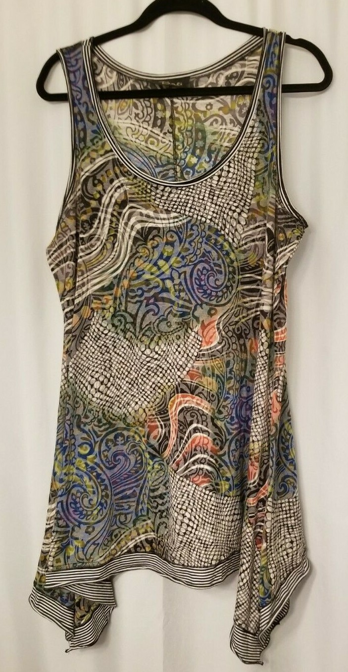 Bali Cover-Up Tank Asymmetrical Multicolor BOHO Boutique Chic One Size