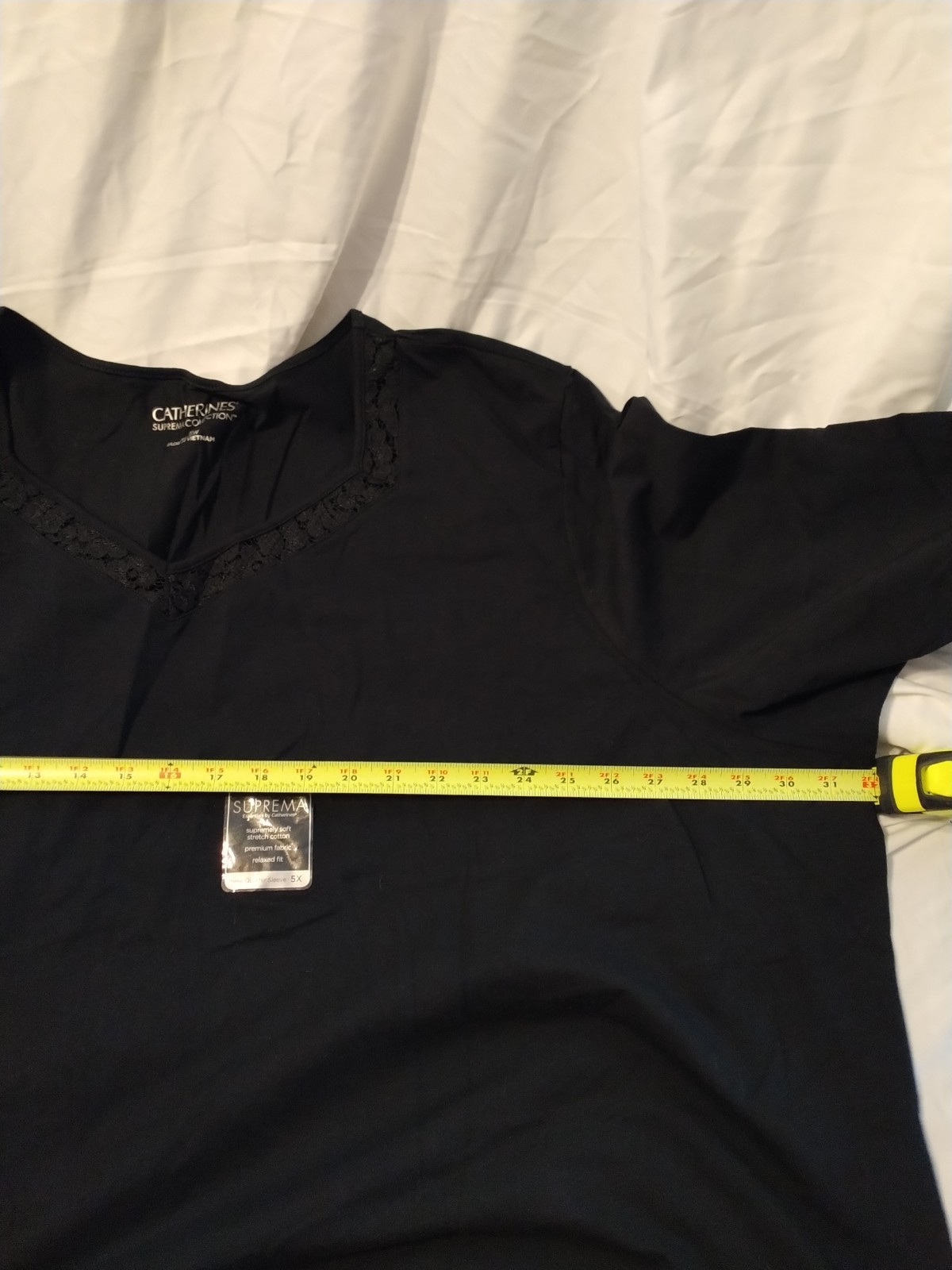 55A NEW Catherine’s 5X 34/36W Suprema Stretch Cotton 3/4 Sleeve Top Lace Accents