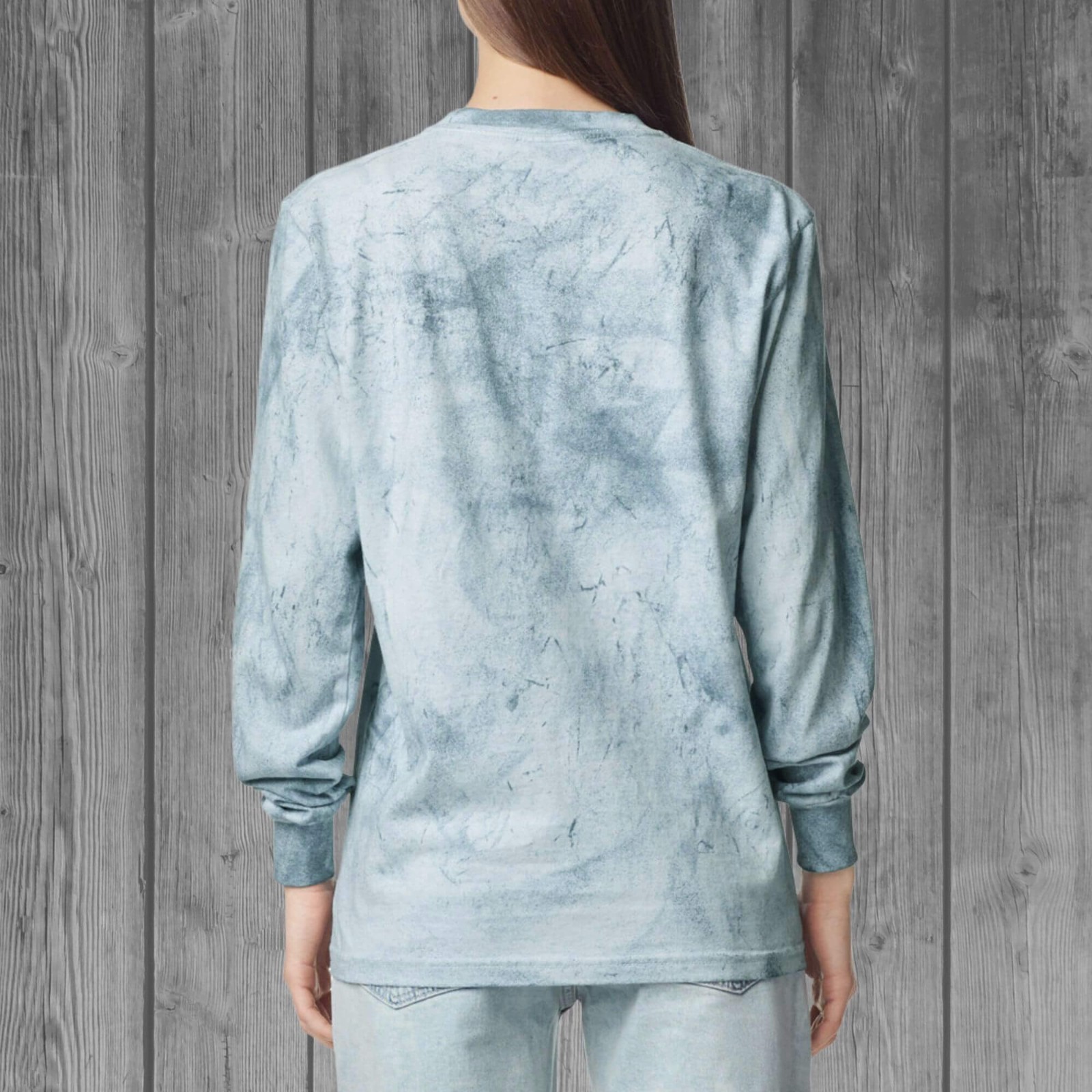 Floral Lotus Blue Tie Dye Long Sleeve Shirt Women | 100% Cotton Comfort Colors