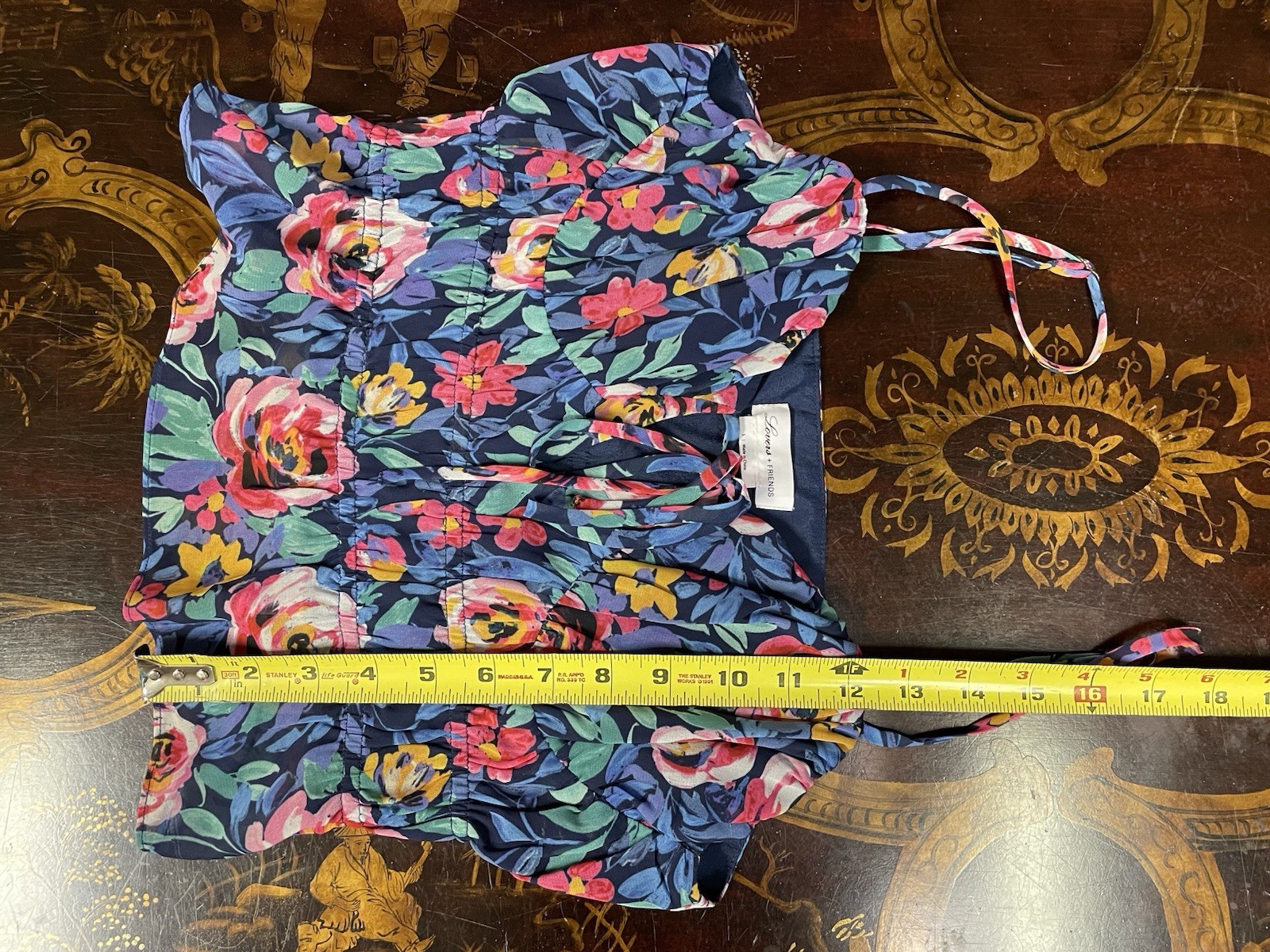Lovers + Friends Floral Ruched Mesh Bustier Bralette Smocked Crop Top Y2K Sexy S