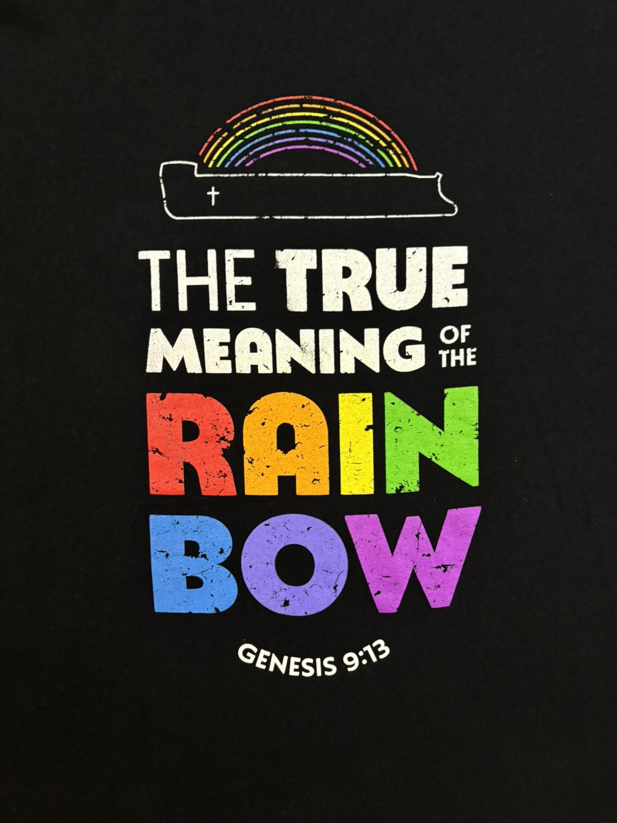True Meaning of the Rainbow GEN 9:13 Long Sleeve Hoodie Men’s Size 2XL