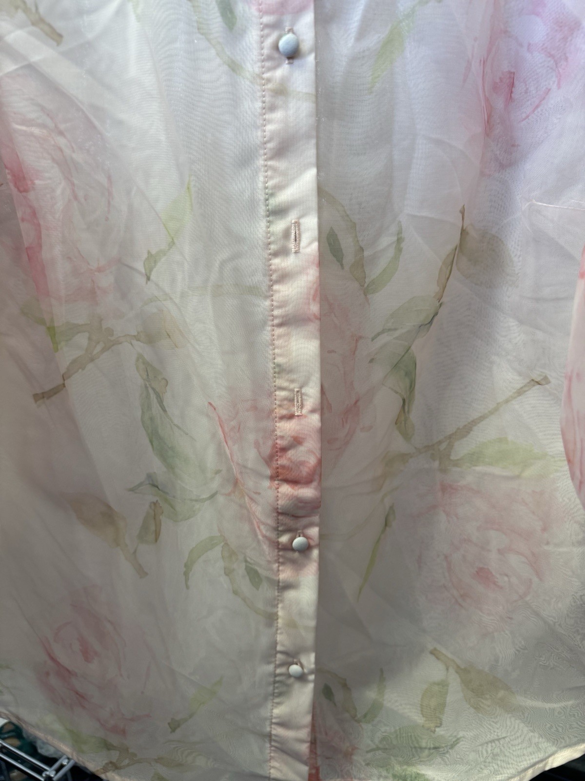 Sz 3X PLUS Midnight Velvet Summer Pink Sheer Puff Sleeve Shelly Tulip Print Top
