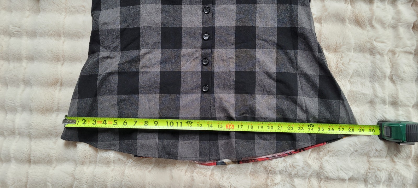 Shana Womens NWOT Black Plaid Print Art To Wear Cotton Button Up Sz XXL Pockets