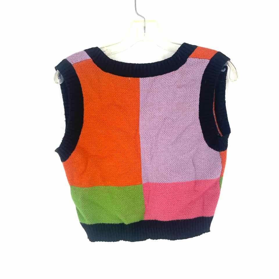 Size SMALL Black Multi-Color Colorblock Casual Top