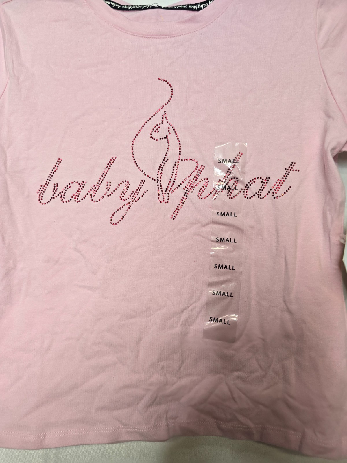 NWT Baby Phat Womens Sweet Lilac Short Sleeve Y2K Rhinestone Logo T-Shirt Size S