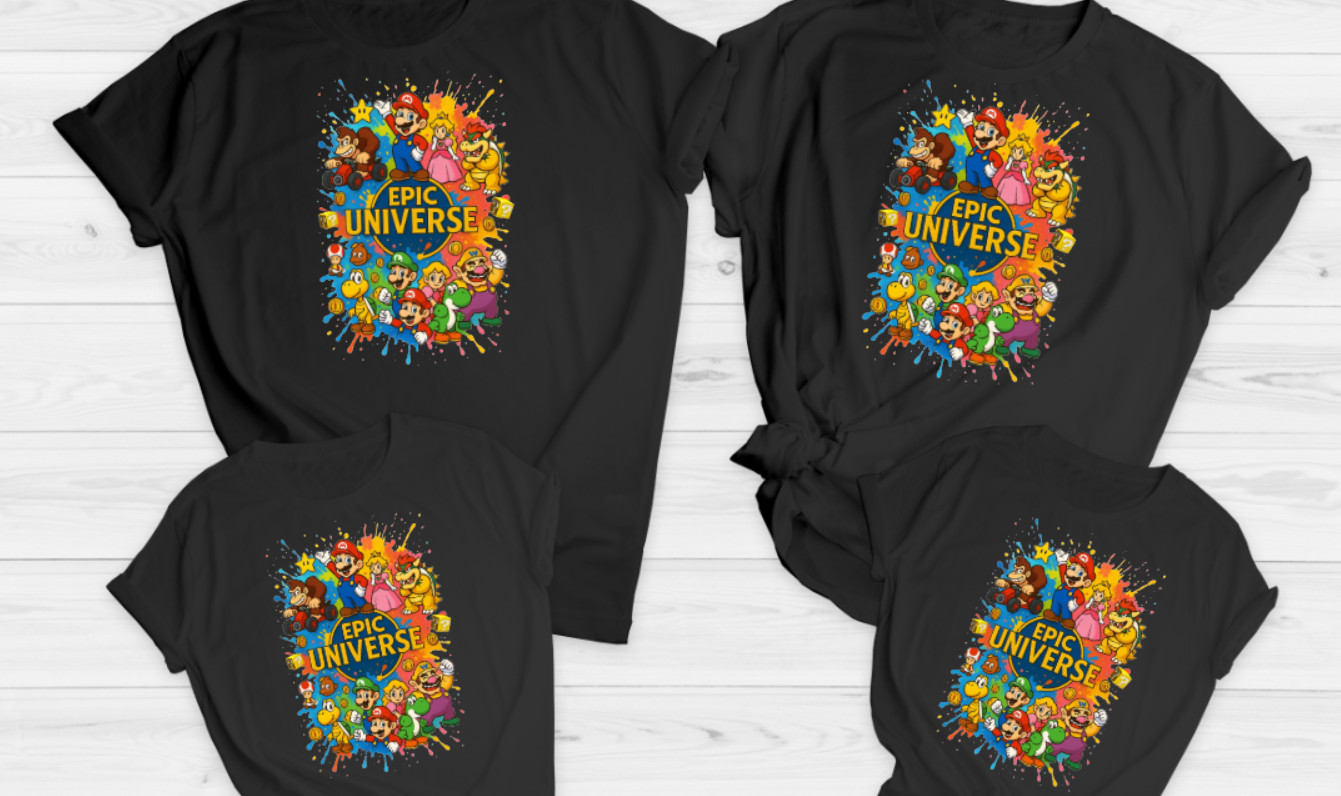 Matching t shirts universal graphic Epic family travel tops studios gift Black