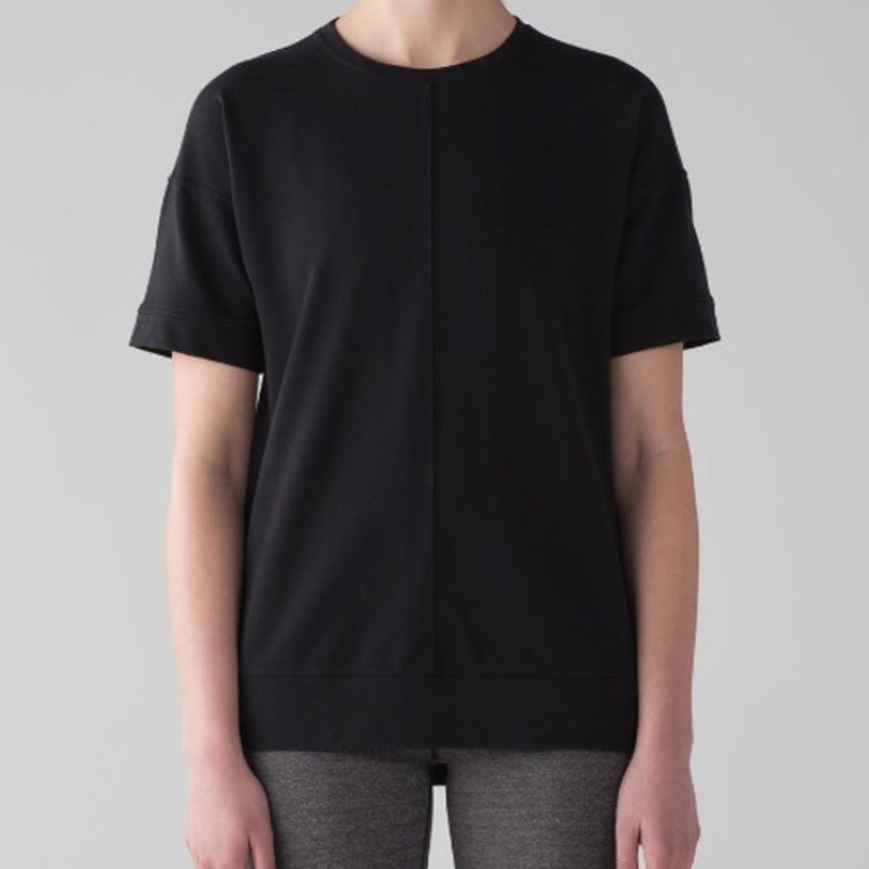 Lululemon Cut Above Tee Womens 8 Black French Terry Short Sleeve Shirt Athletic