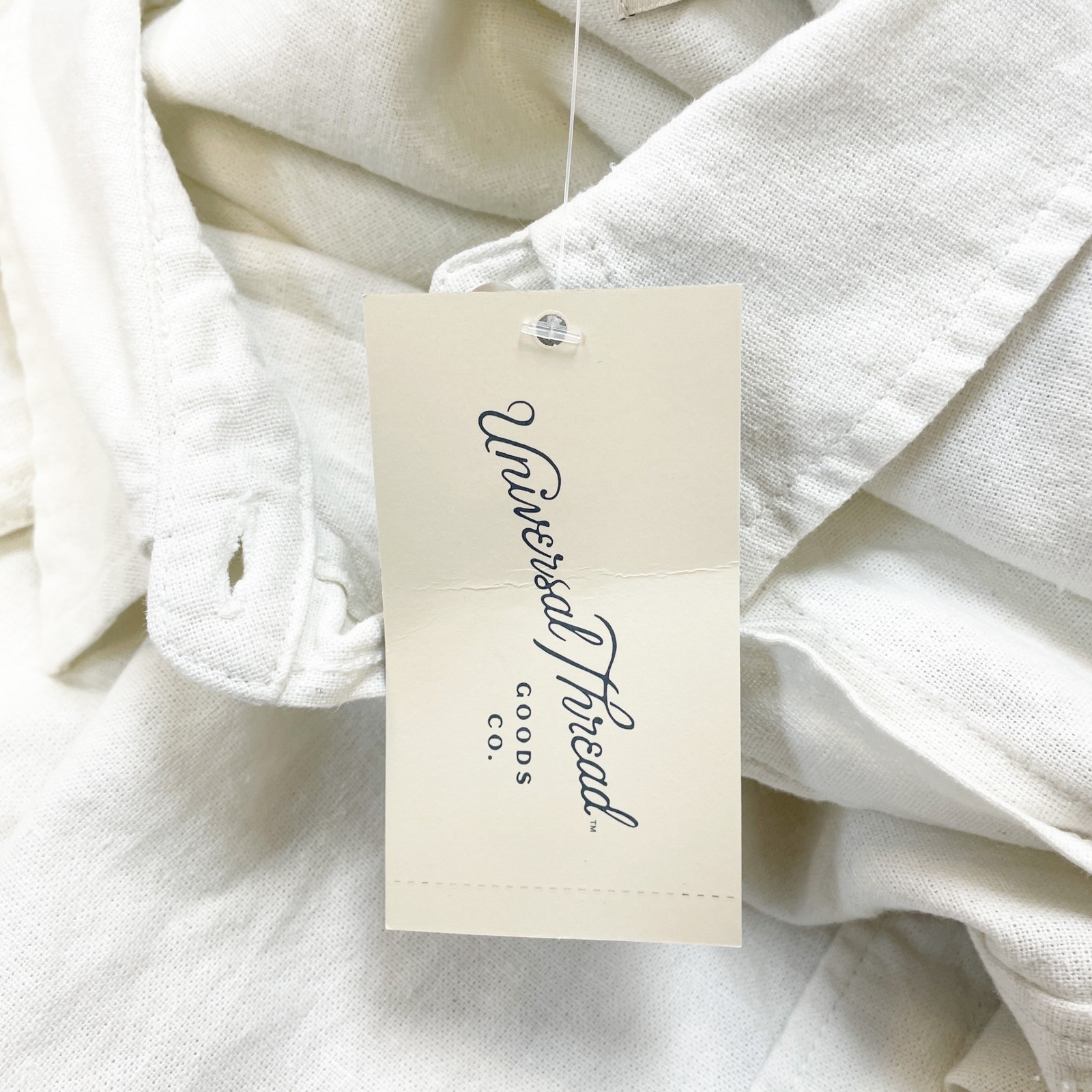 Universal Thread White Linen Blend Relaxed Fit Button Down Shirt Size XXL