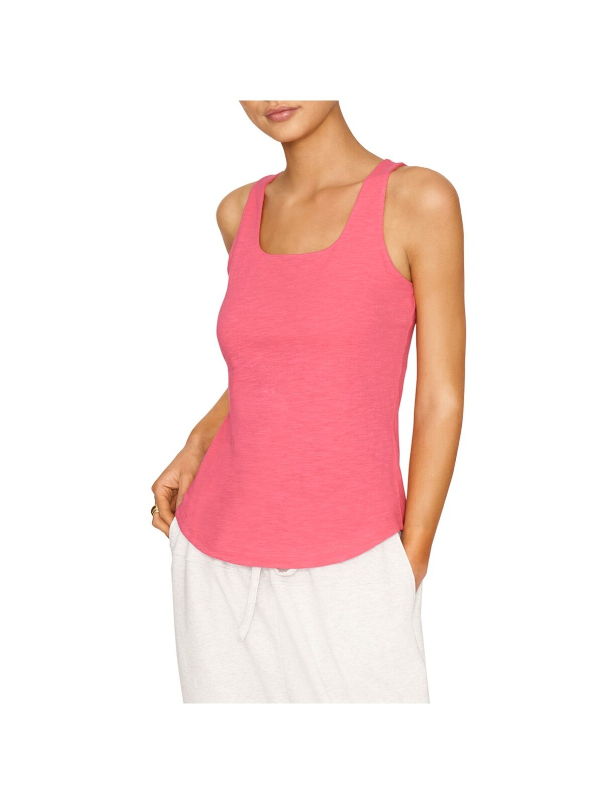 B NEW YORK Womens Top Tank Pink Fitted Sleeveless Built-in Shelf Bra S
