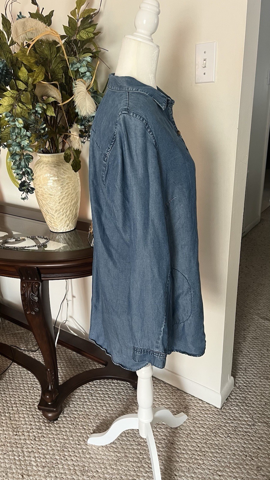J. Jill Denim Tunic Top Medium M 100% Lyocell Blue Long Sleeve Pockets – EXCELLE