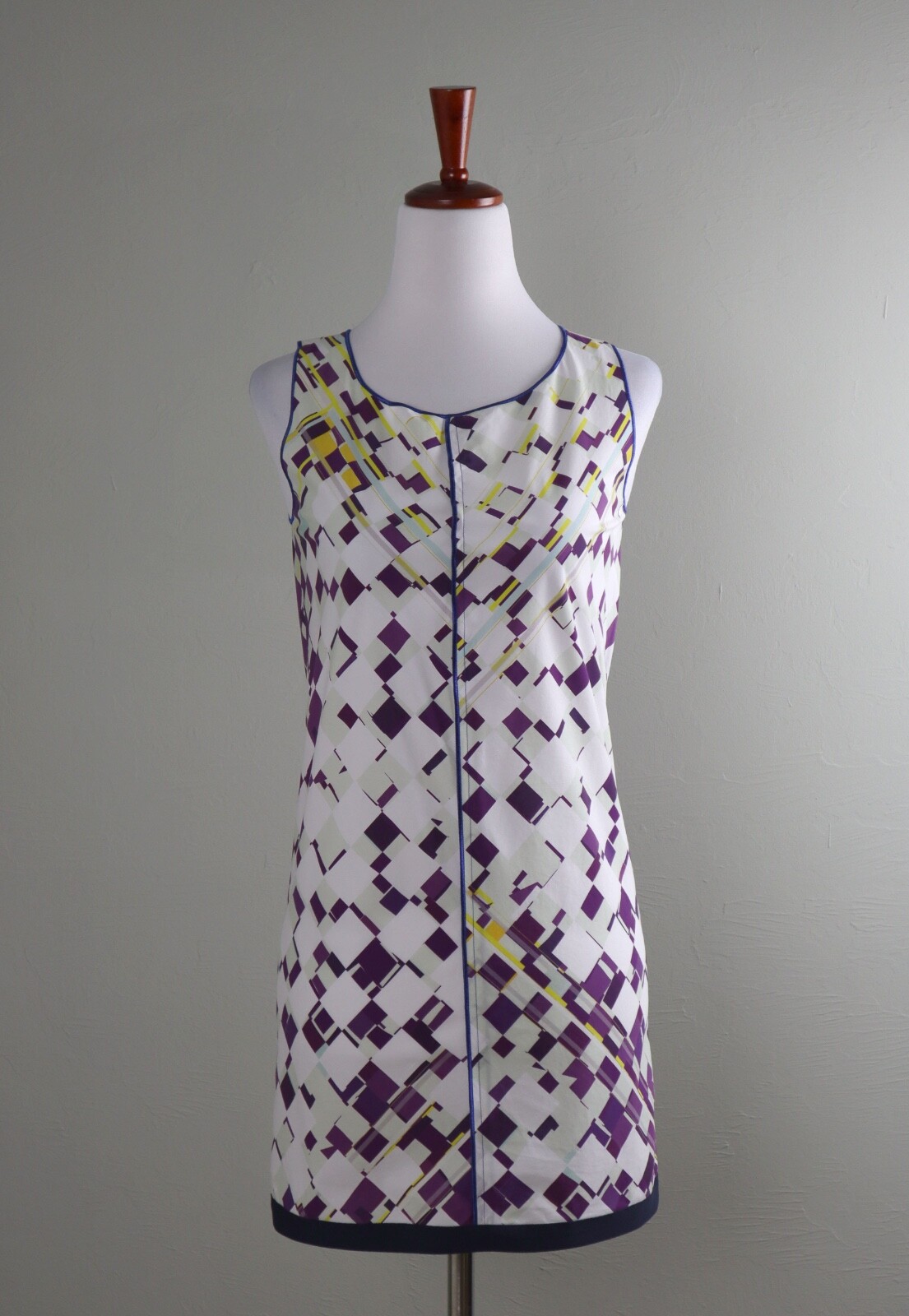 ROHKA NWT $372 Geo Printed Embroidered Seams Tunic Tank Top Size Small