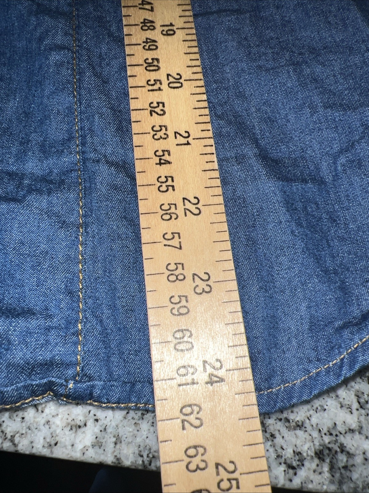 This & That XL Blue Denim Snap Front Shirt Beaded Long Slvs 100% Cotton Pockets