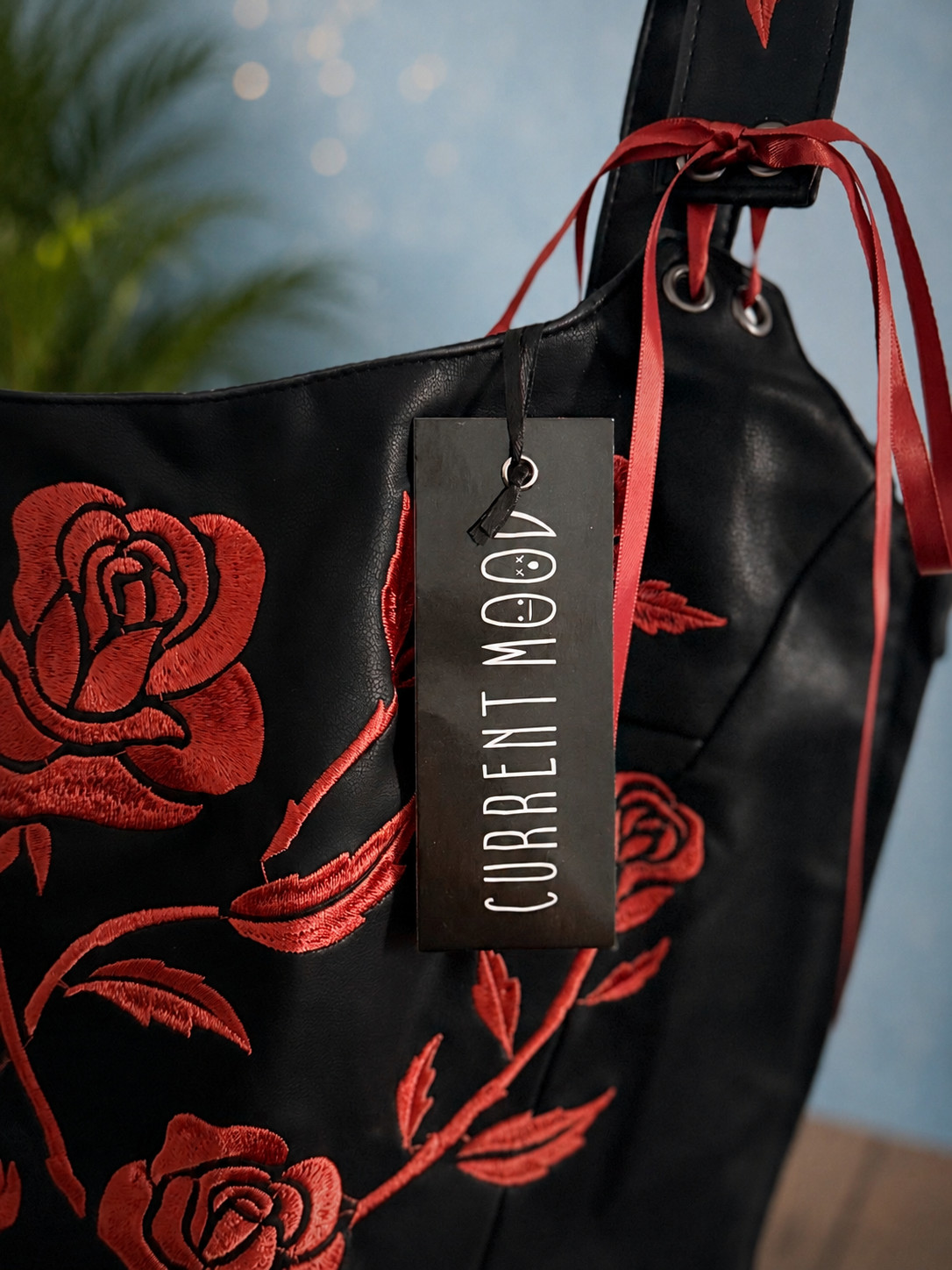 Current Mood Dolls Kill Corset Rose Top Womens XS Black Vegan Leather (SOLD OUT)