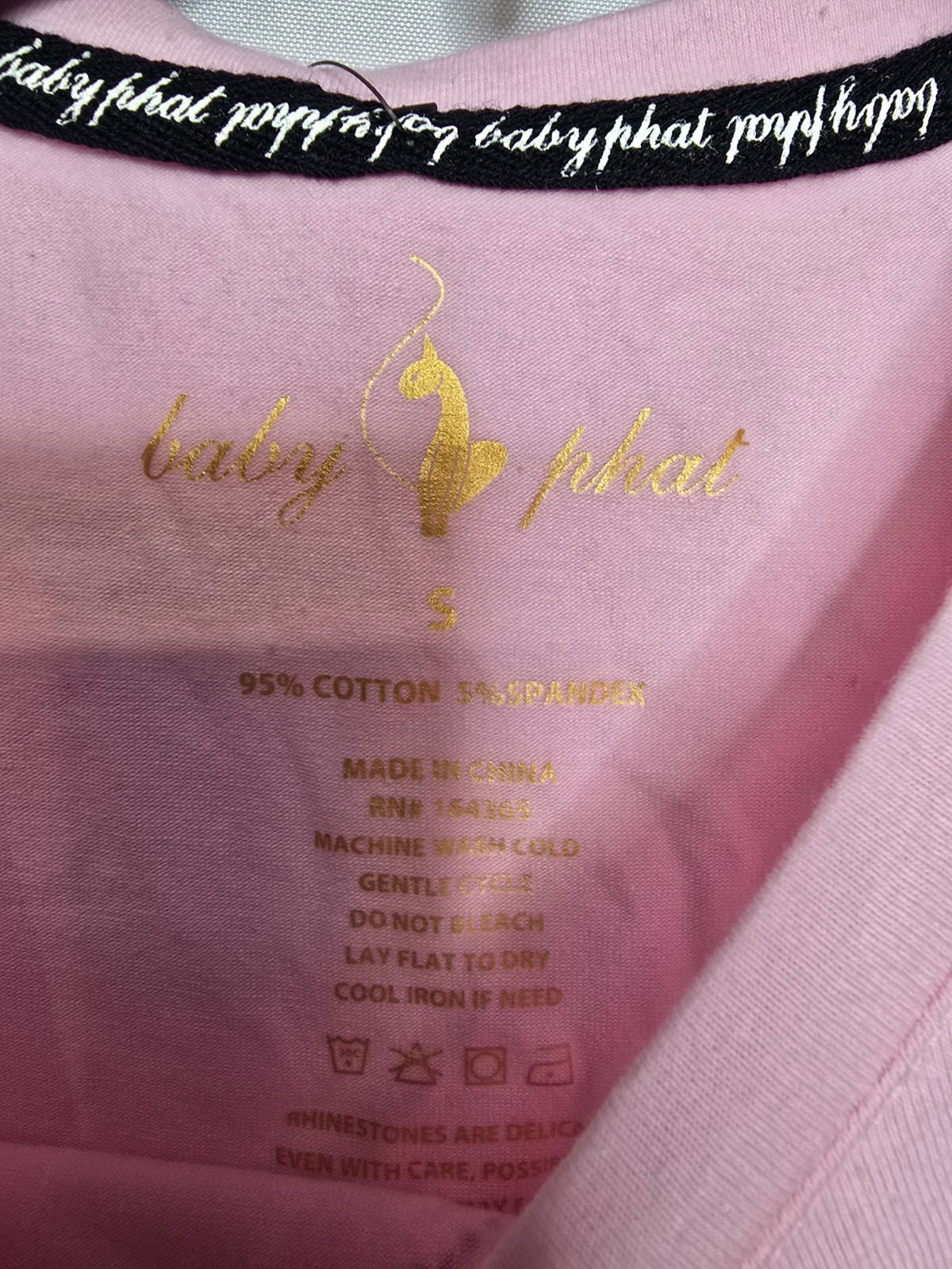 NWT Baby Phat Womens Sweet Lilac Short Sleeve Y2K Rhinestone Logo T-Shirt Size S