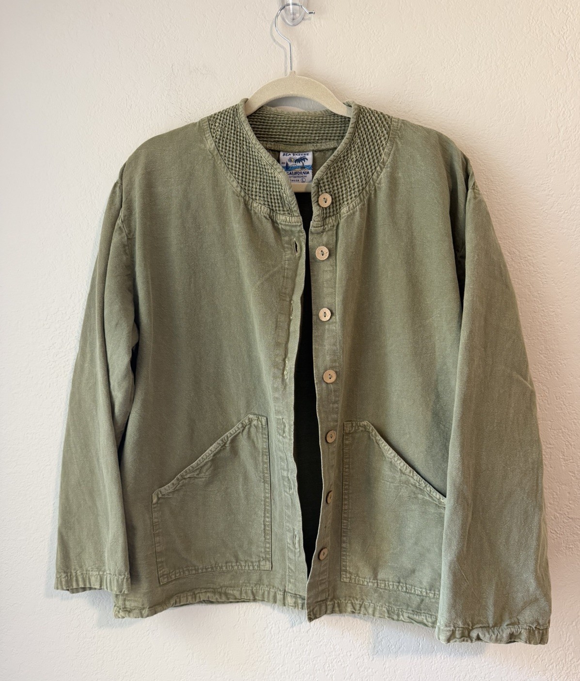 Vintage Sea Breeze of California Women L Shirt Jacket Olive Preshrunk Cotton