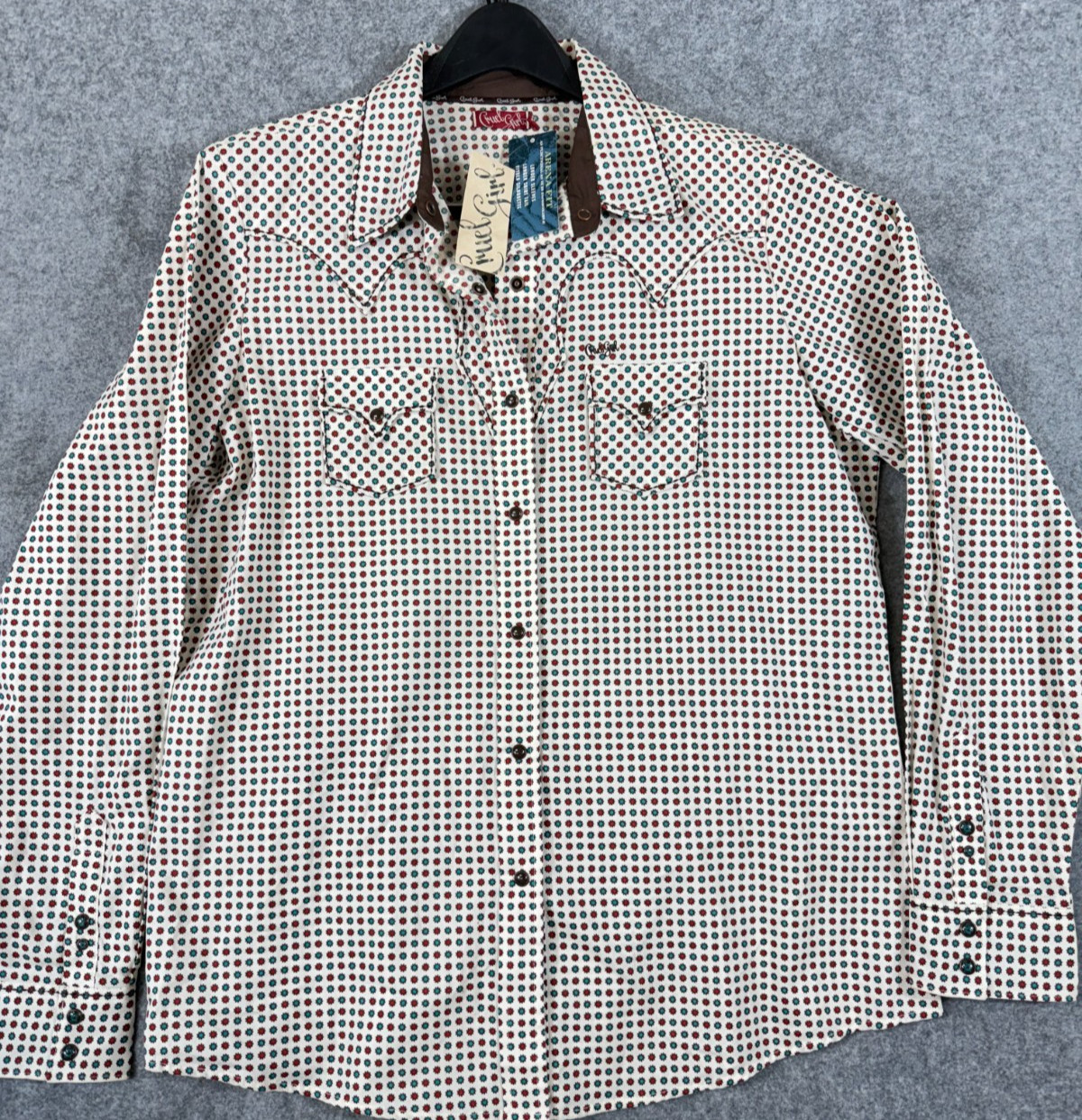 Cruel Girl Western Shirt Womens 2XL White Red Geo Pearl Snap Arena Fit NWT