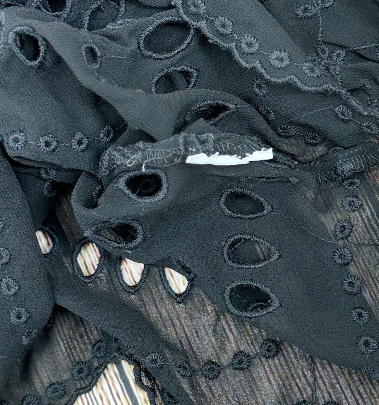 J Crew Black Lace Top Size Medium Long Sleeve Eyelet Lace Blouse Semi Sheer