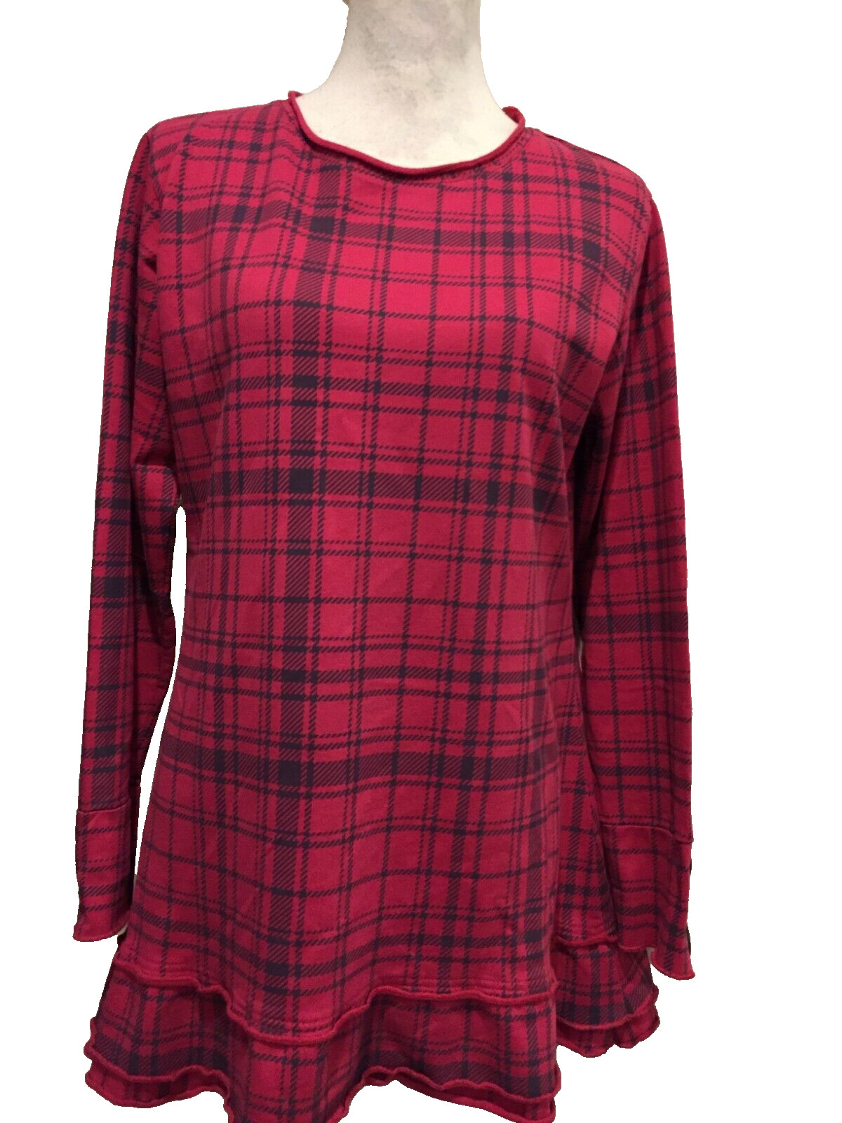 Wild Palms Long Tunic Top, Small, Long sleeves, Ruffles 100% cotton machine wash