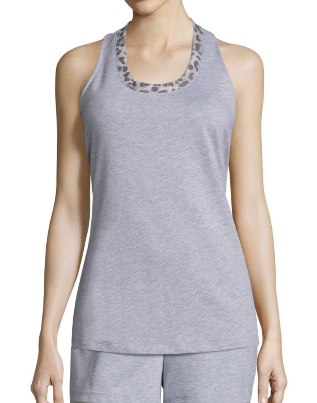 Cosabella Tank Top Womens Sz M Gray Leopard Trim Racerback Casual Athleisure NWT