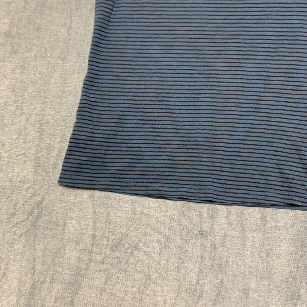 Mossimo Supply Co Top Womens Medium Blue Black Striped Cotton V-Neck Cap Sleeve