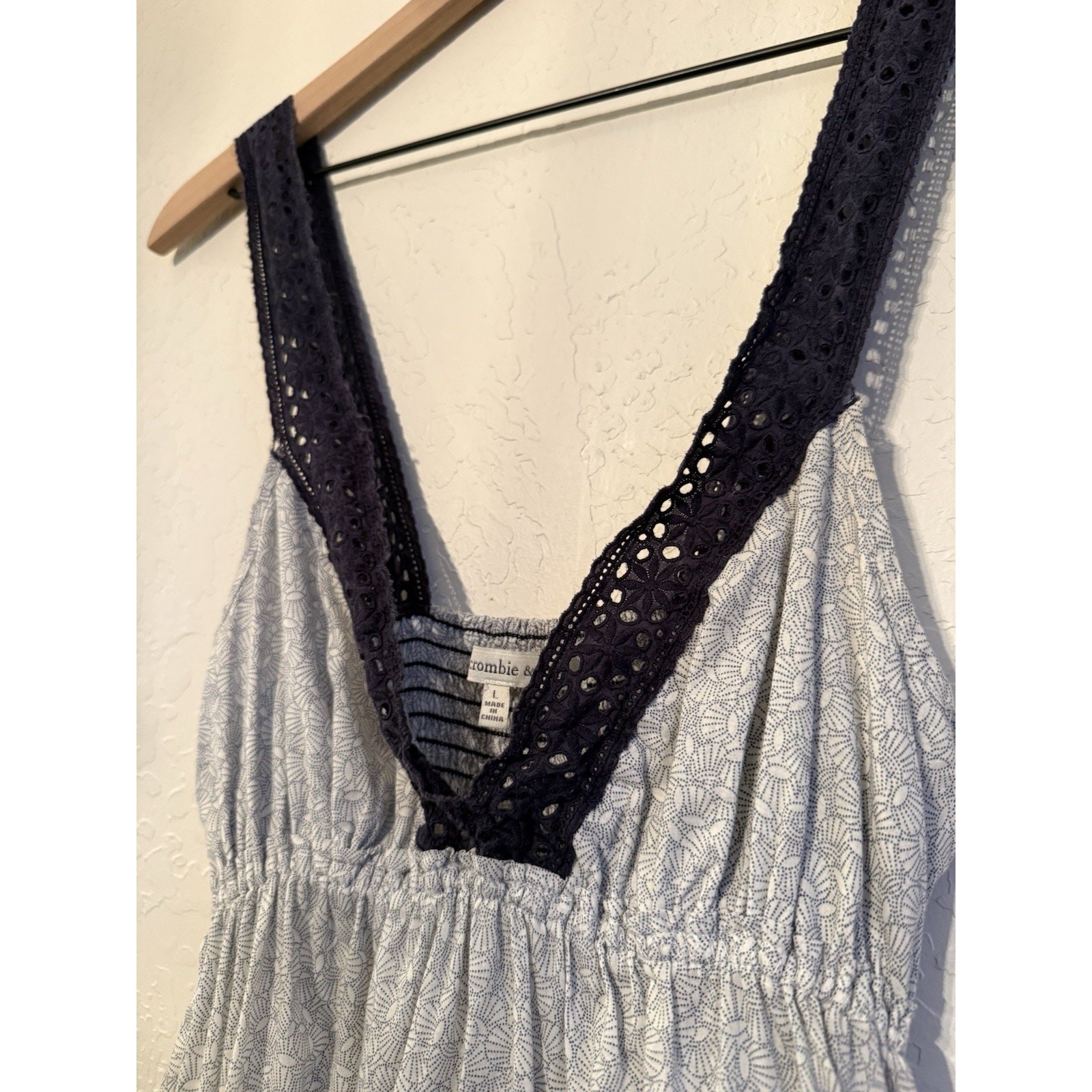 Abercrombie & Fitch Baby Doll Camisole With Lace Trim Size L Y2K Preppy
