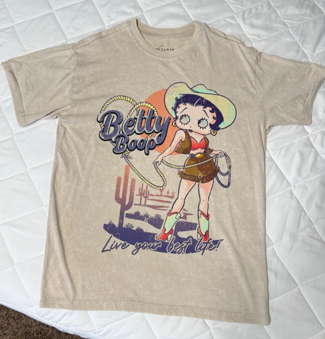 Betty Boop Western Cowgirl Graphic Tee Medium, Live Your Best Life!