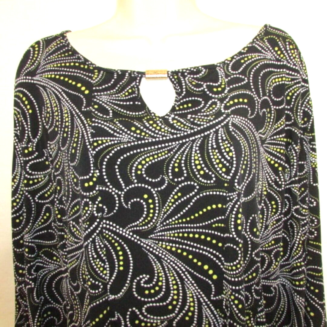 Women’s Black White & Yellow Tunic Career Blouse 22W-24W