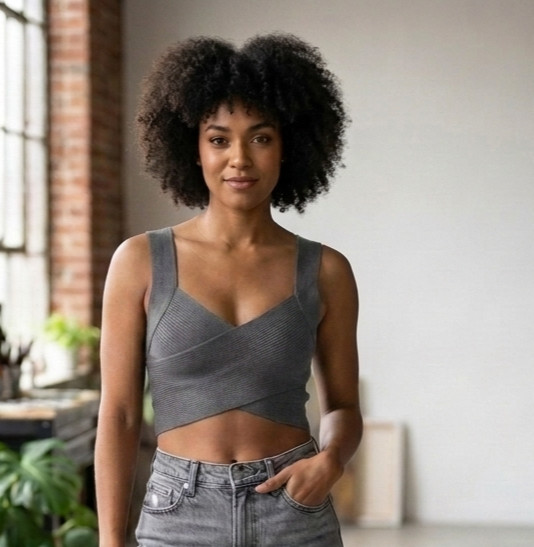 Aritzia Babaton Sculpt Knit Crop Tank Top Gray Women’s Size S