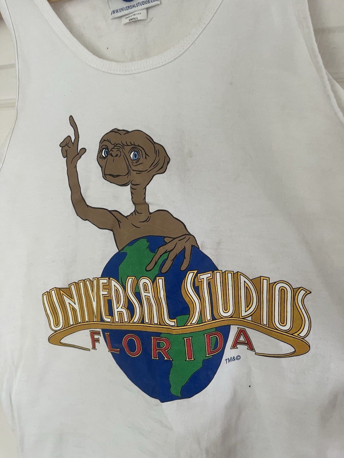 Vintage Universal Studios E.T White Tank Top Vest Size Small