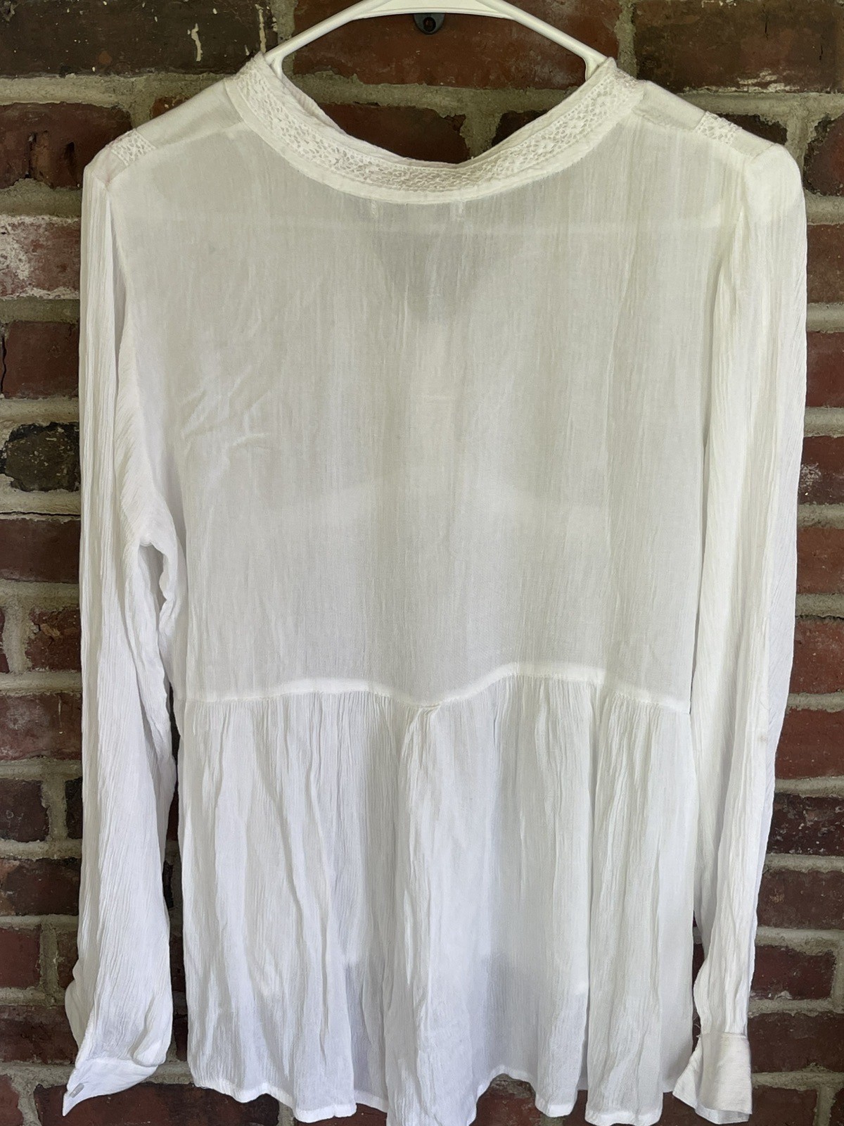 NWT Natura Boho Peasant Hippie Cottagecore Beaded Lace Blouse Coastal Festival M