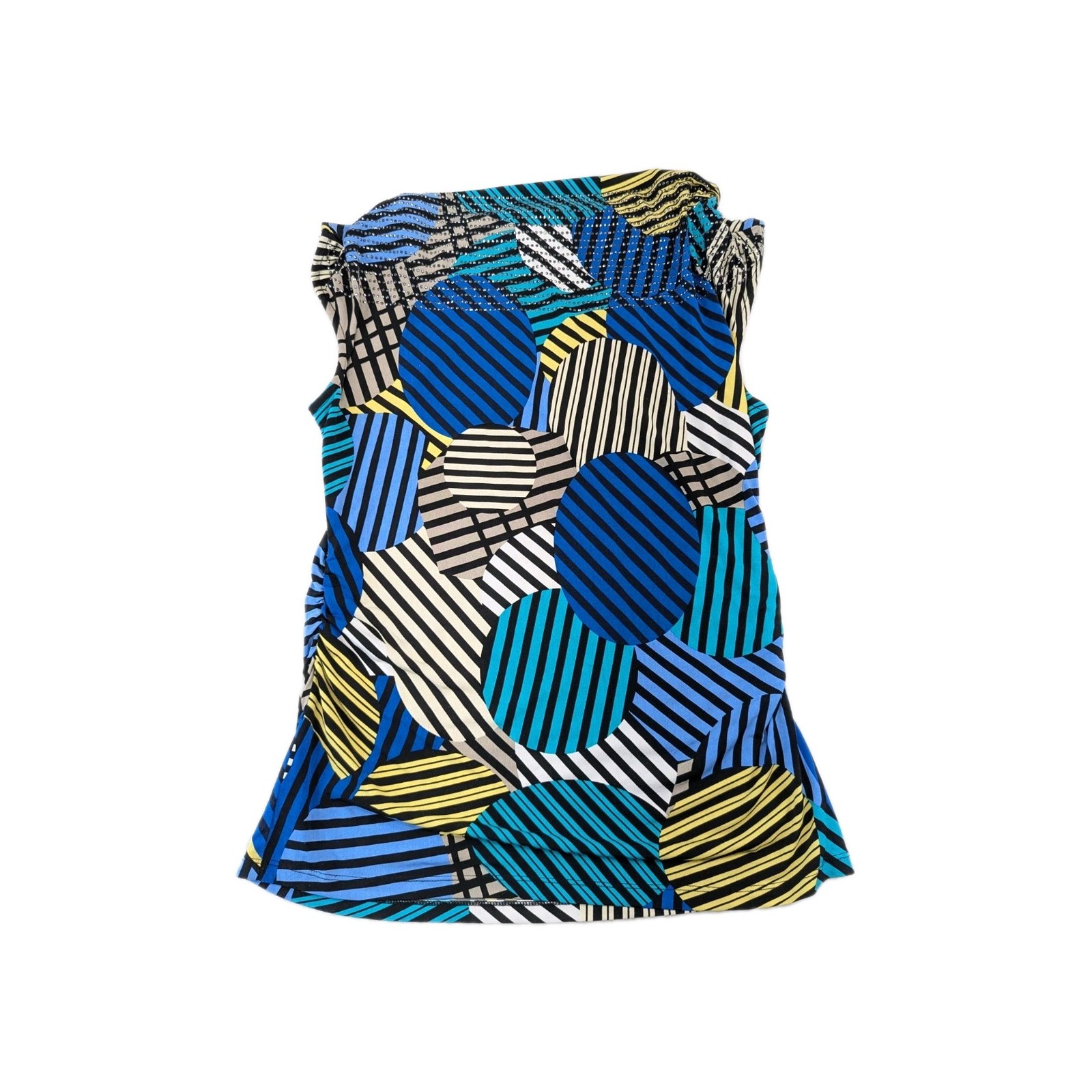Style & Co Scoop Neck Geometrical Theme Stretch Embellished Sleeveless Top M