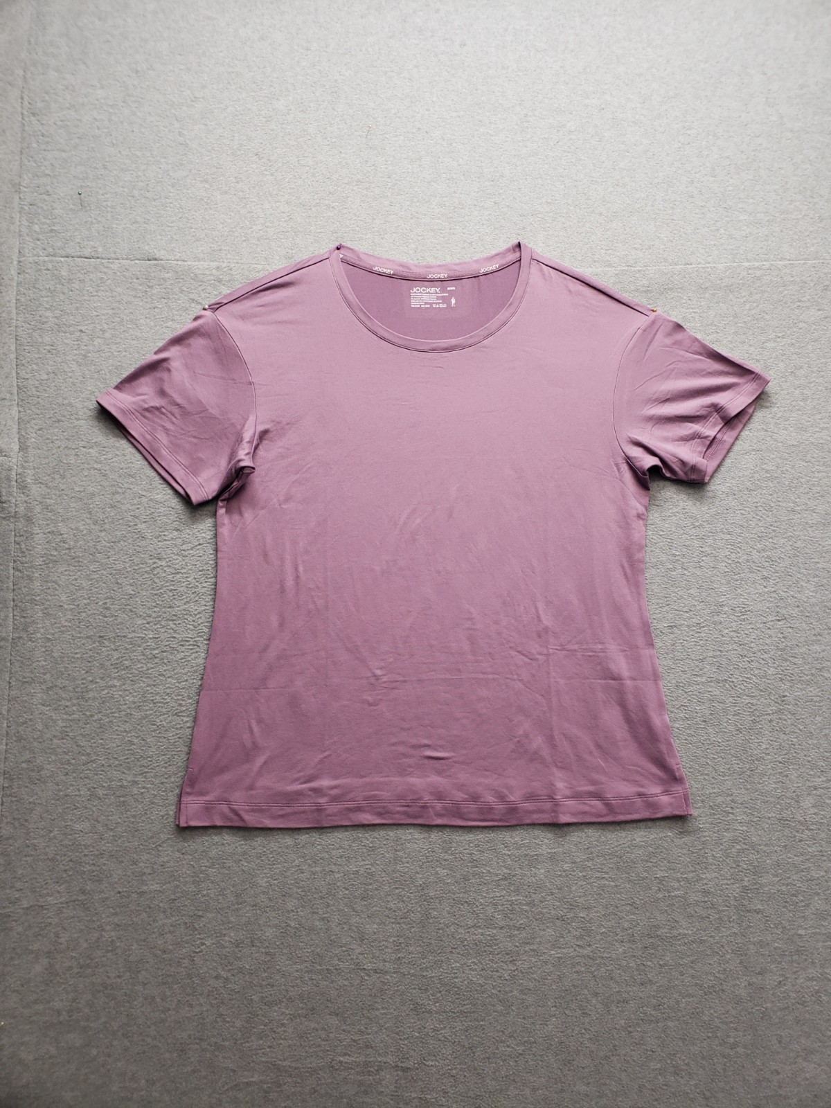 Jockey Women Top M Dusty Purple Short Sleeve Tee Round Neck Comfort Relaxed Fit